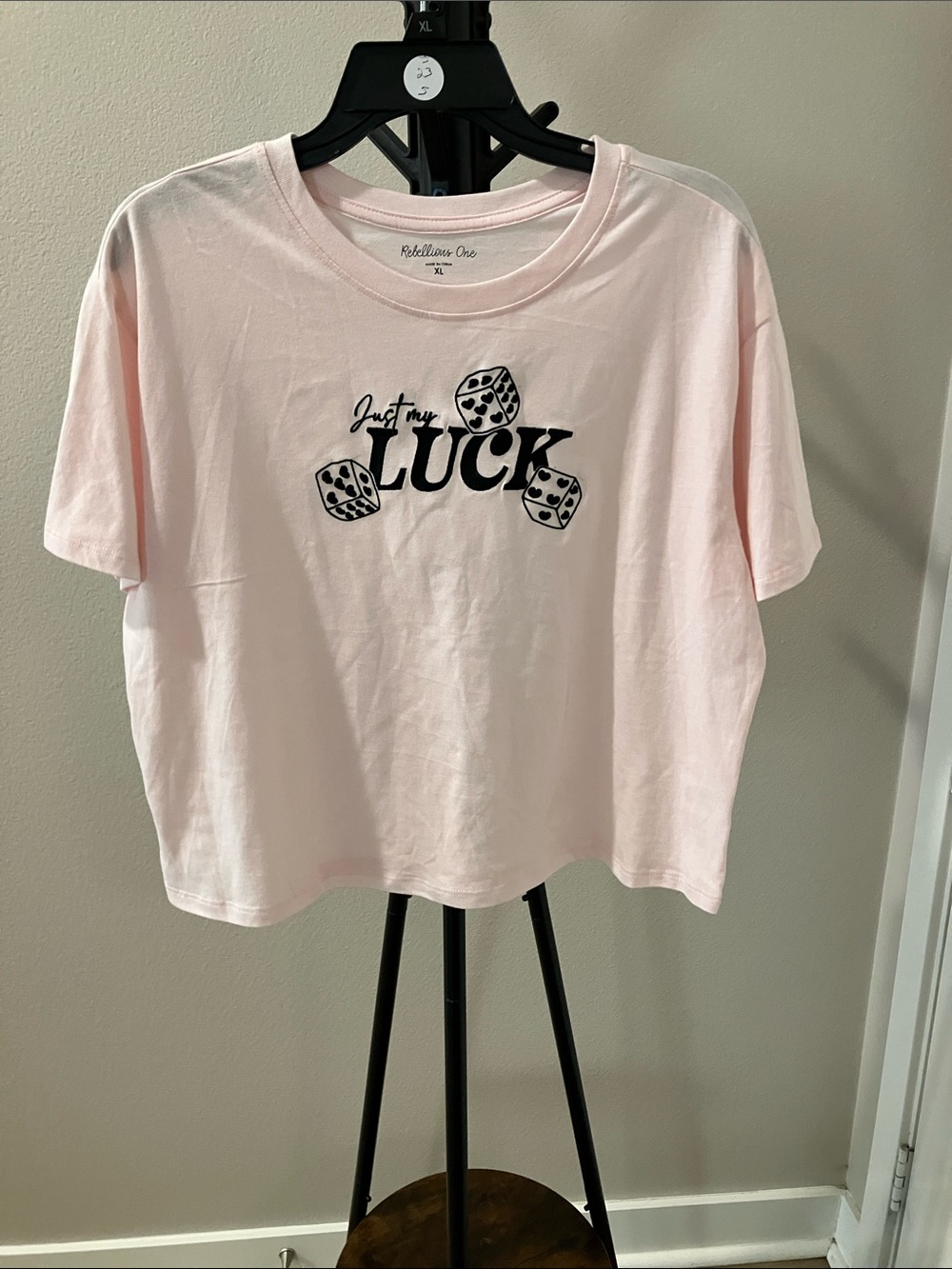 Rebellious One Light Pink 'Just My Luck' Graphic Tee